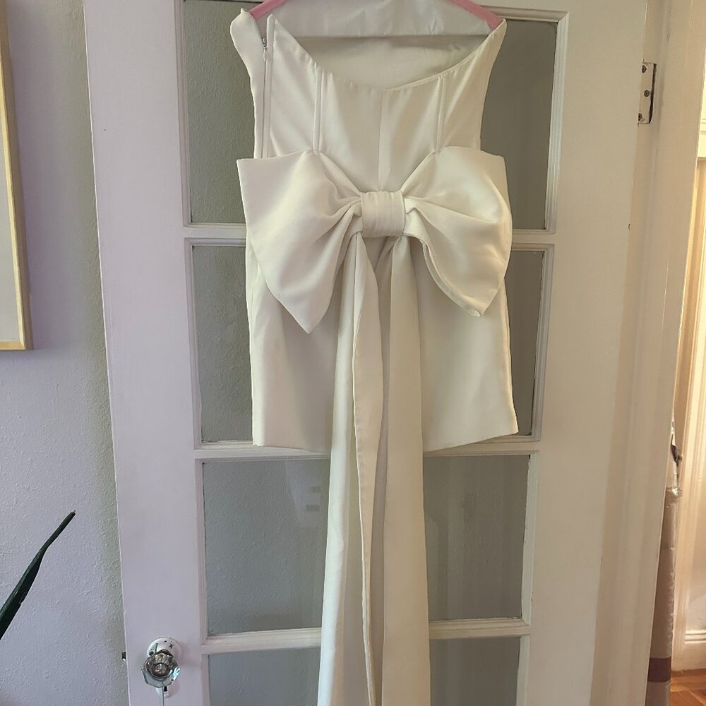 Meshki MEREDITH Strapless Bow Mini Dress - White Small